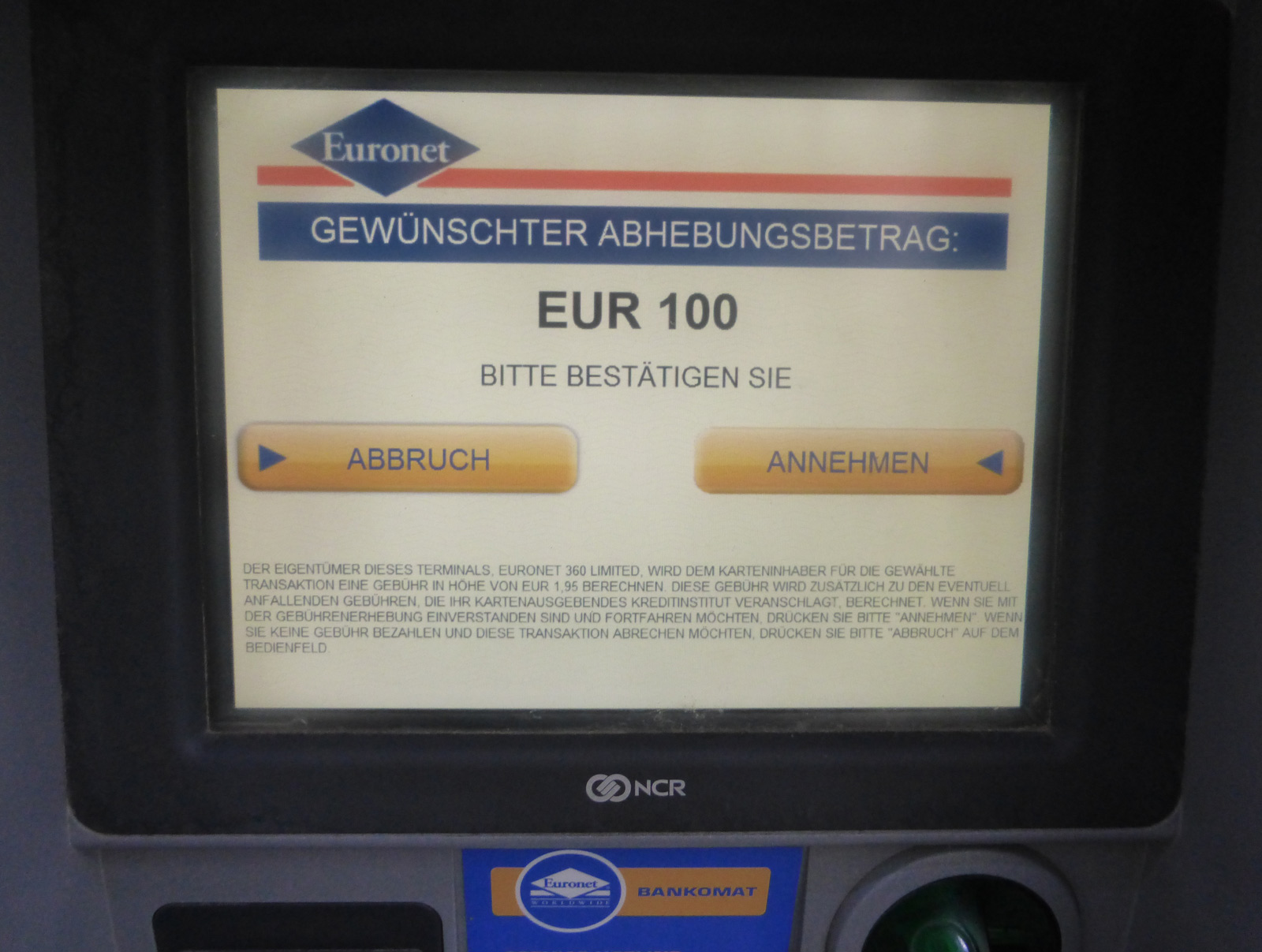 Bankomatgebühr - Euronet